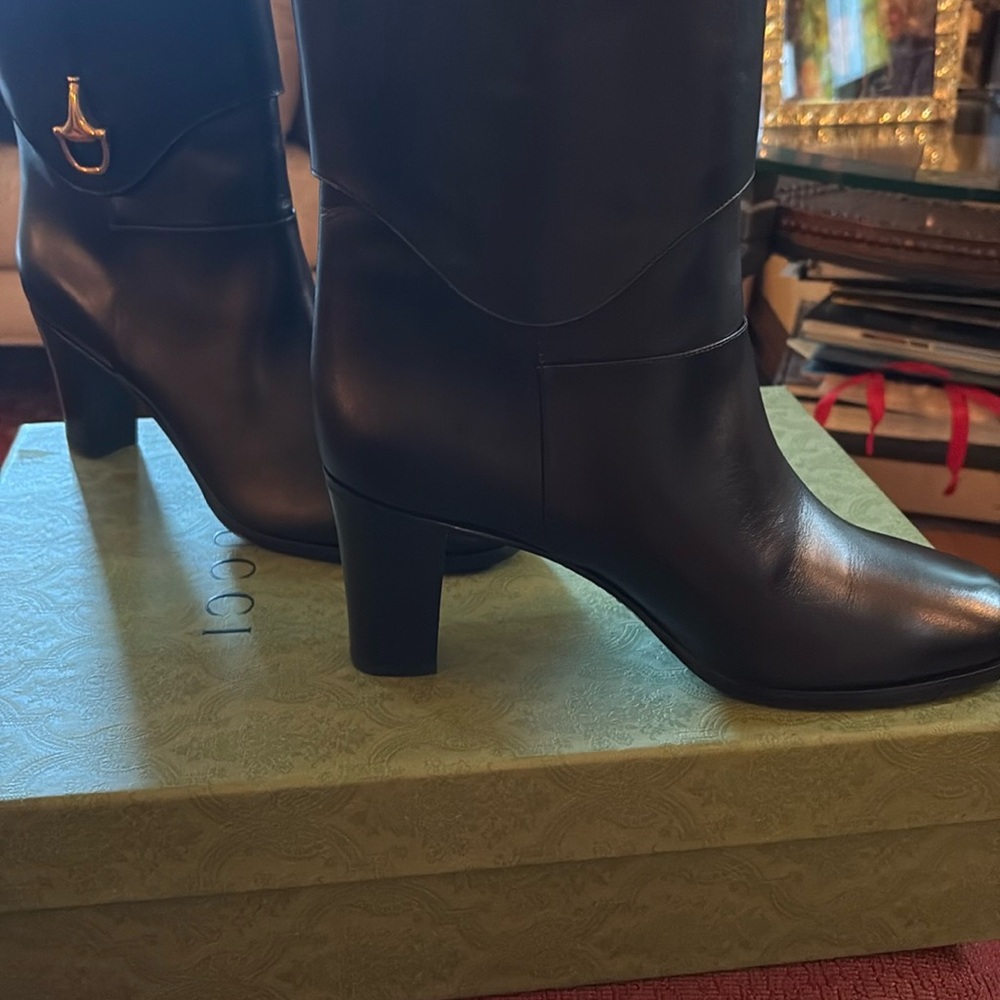 Gucci Black Heeled Leather Boots